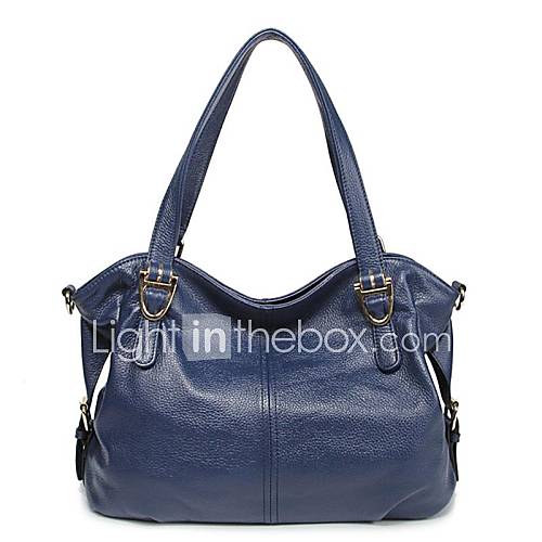 Womens Trendy Genuine Grain Leather Handbags Linning Color on Random