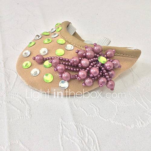 Womens Fabric with Purple Beading and Crystal Paillette Elastic Gore Belly Dance Shoes