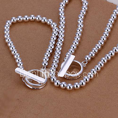 Oyami Cuprum Silvering Bracelet Necklace Suit LKNSPCS046