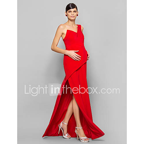 Sheath/Column One Shoulder Floor length Chiffon Maternity Evening Dress (759886)