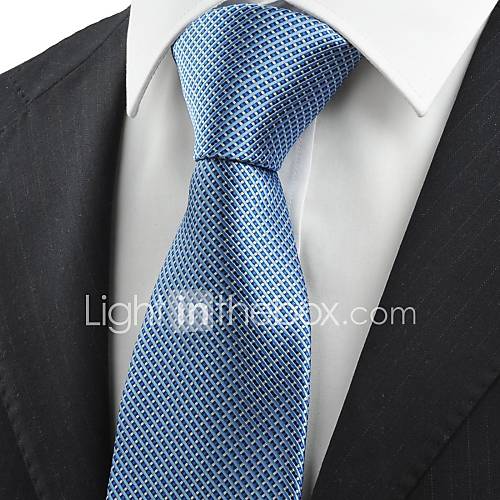 Tie New Checked Grey Navy Dark Blue JACQUARD Men Tie Necktie Formal Suit Gift