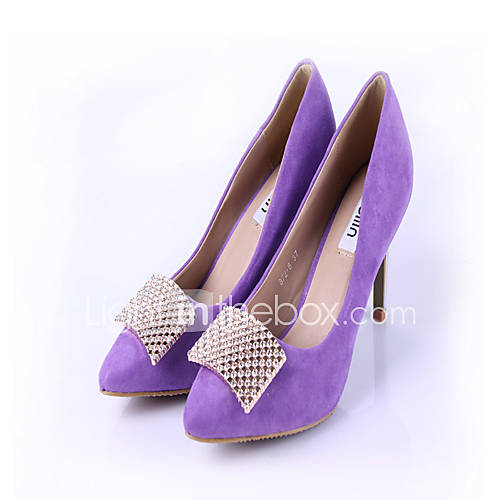 Womens European Pearl Decoration Solid Color High Heels(Purple)