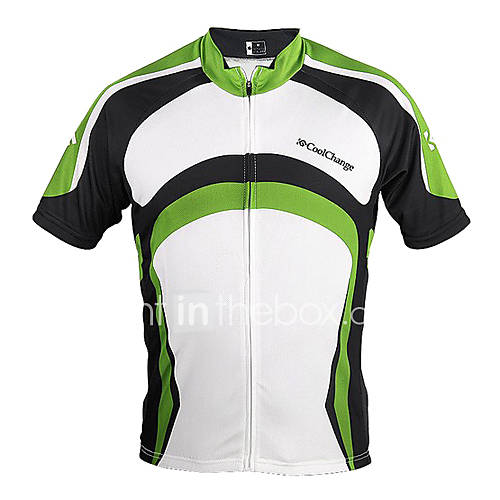 CoolChange Mens MTB Short Sleeve Breathable Green Cycling Jersey