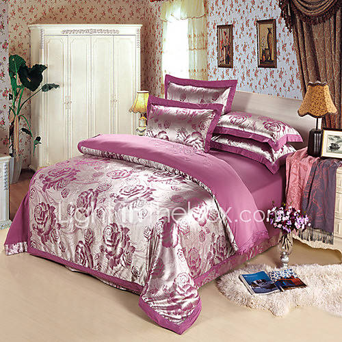 Pinshang Elegant Cotton Satin Jacquard Four Piece (Screen Color)