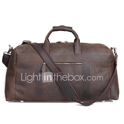 Men Vintage Large Travel Hand Luggage Bag With Leather