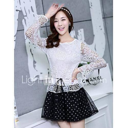 Womens Organza Fake Two Piece Embroidered Mini Dress