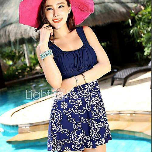 Womens Unique Pattern Plus Size Skirt Nylon and Spandex One Piece Swimsuit