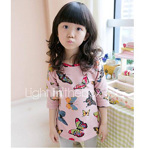 Girls Fashion Butterfly l T Shirts Lovely O Neck T Shirts Tees