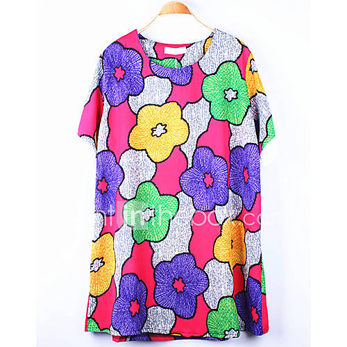 JRY Womens Round Neck Colorful Floral Print Casual T Shirt