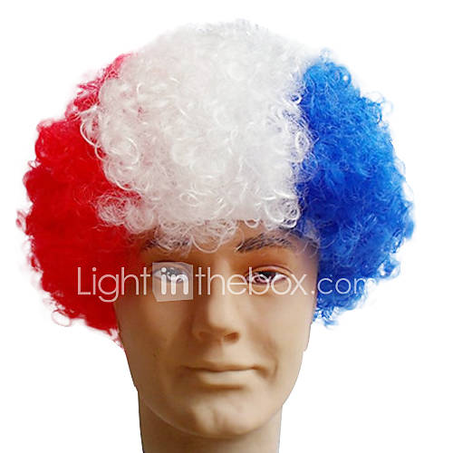 Black Afro Wig Fans Bulkness Cosplay Christmas Halloween Wig French Flag Wig 1pc/lot