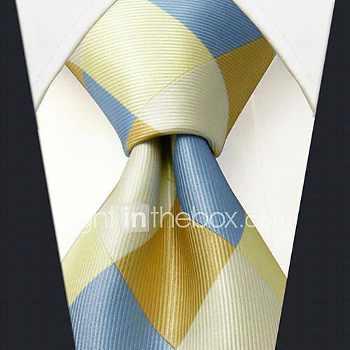 Mens Casual Silk Multicolor Check Pattern Necktie