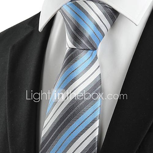 Tie New Striped Blue Grey Classic Mens Tie Necktie Wedding Party Holiday Gift