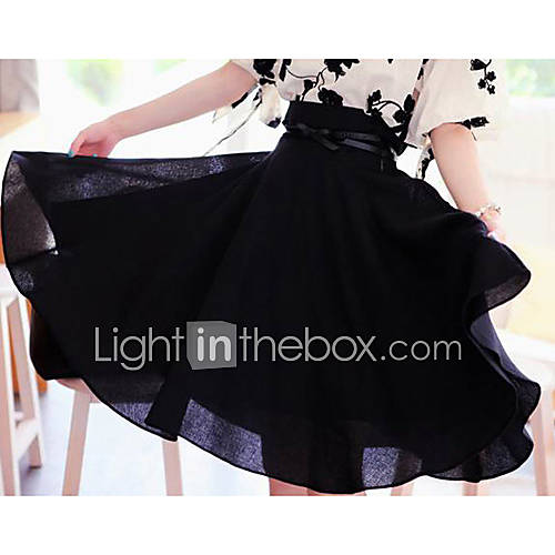 Jingpin High Waist Large Hem Skirt (Black)