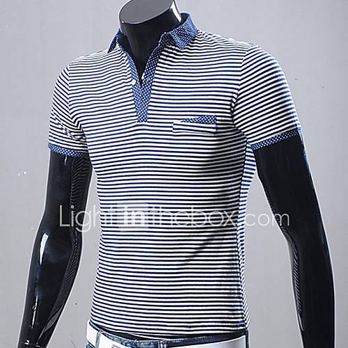 Mens Stripes Polka Dots Short Sleeve Polos