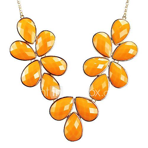 Orange Flower Bubble Statement Necklace Floral Jewelry