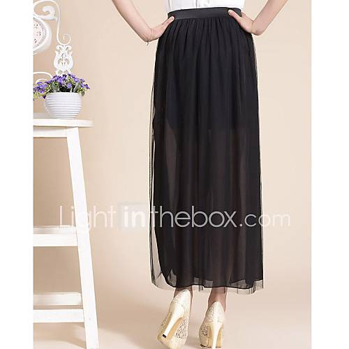 Womens Black Chiffon And Organza Skirt