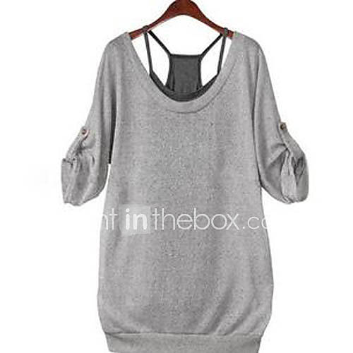 Successful Backless 2Pcs Loose Shirt (Gray)