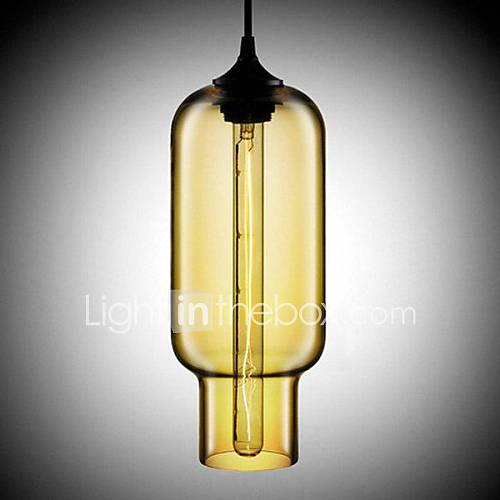 Modern Glass Pendant Light in Brown Bubble Design