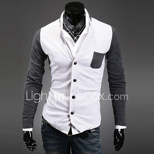 Cocollei Mens contrast color Slim cardigan coat (white)
