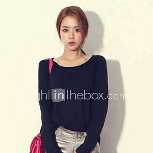 K Star Womens Korean Casual Backless Solid Color T Shirt(Black,Gray,Fuchsia)