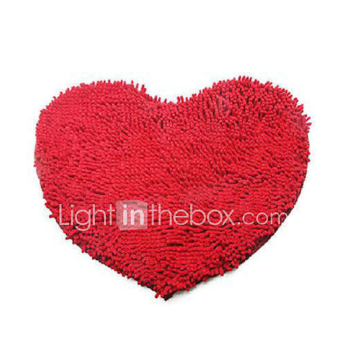 Chenille Heart Shaped Bath Rug Random Colour, L20cm x W20cm x H1cm