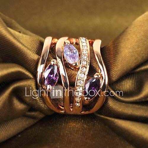 Womens 18k Gold Plated Ring Grade Zircon Inlaid Austrian Crystal