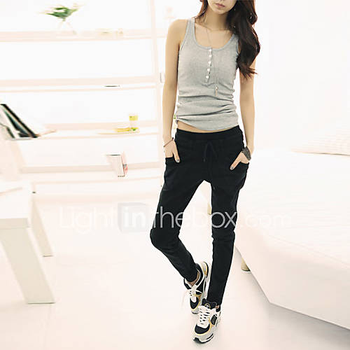 Loongzy Womens Korean Leisure/Sports Fashion Loose Fit Black Pants