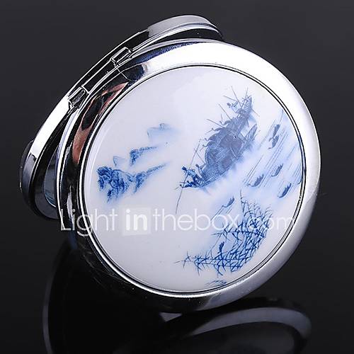 Chinese Painting Round Stainless Steel Compact Mirror Favor
