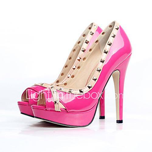 Leatherette Womens Stiletto Heel Peep Toe Pumps/Heels with Rivet Shoes(More Colors)