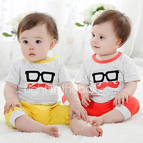 Childrens Glass And Moustache Short Sleeve Clothing Sets