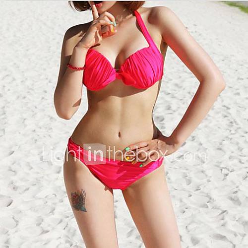 Womens Sexy Steel Bracket Fold Halter Bikini