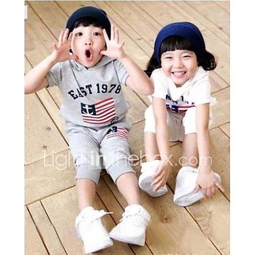 Boys Fashion Flag Stamp Hoodies Clothing Sets