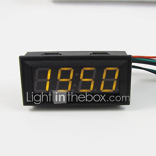 Car Digital LED 18B20 Probe 0.56 12V 24V 3 in 1 Yellow Voltage Temp Gauge Meter