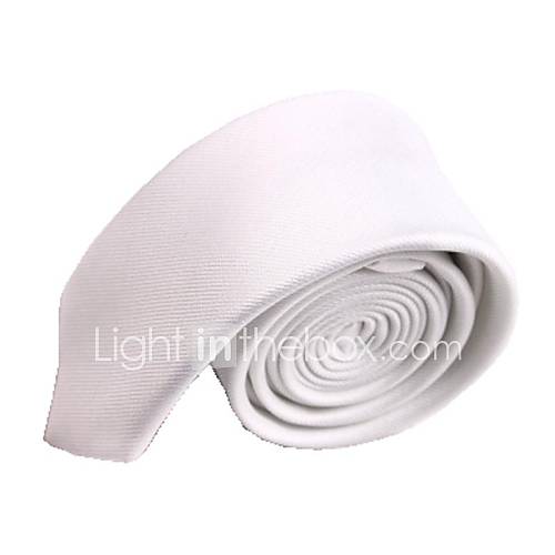 Mens Solid Colour Fashion White Party Narrow Microfibre Necktie