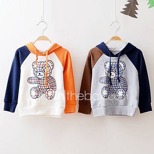 Childrens Bear Print Casual Cotton Hoodies