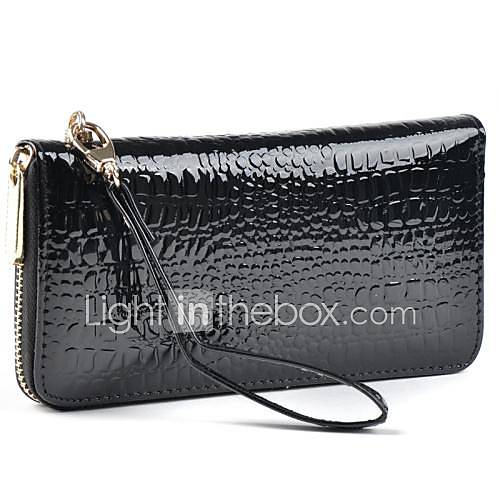 Womens Fashion Patent Genuine Leather Wallet Purse Clutch