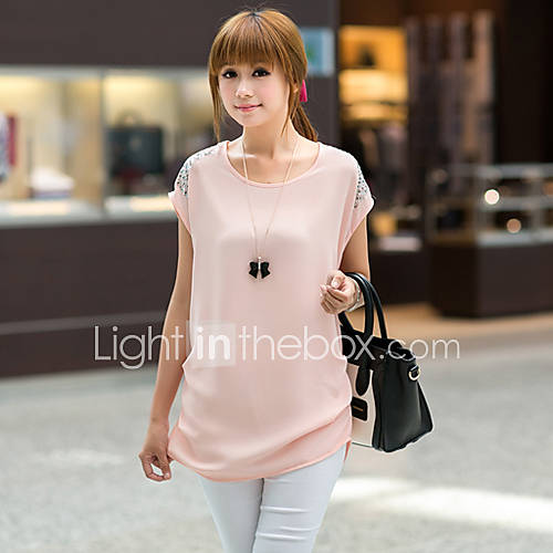 LCL Casual Loose Fit Chiffon Middle/Long Big Size Shirt(Almond)