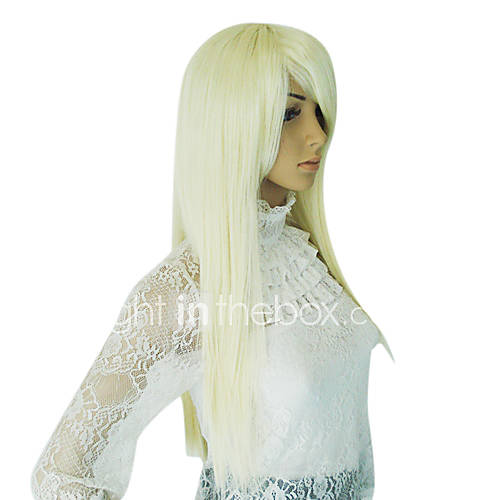 White Long Straight Synthetic Wig