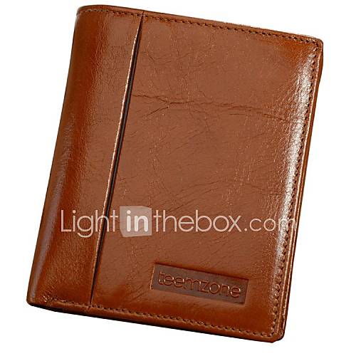 Male Casual Fashion Cowhide Bifold ID Card Cash Holder Clutch Bag Wallet