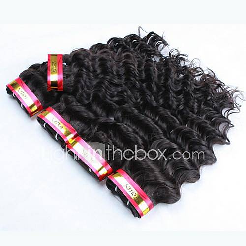 28 Inch Natural Black Deep Kinky Curly Mongolian Virgin Hair Weave Bundles 62G/Piece (2.10OZ/Piece)