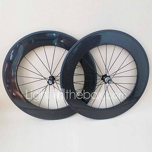 Yanbo 3K Glossy 700C 88mm Carbon Clincher Wheelset wide 20.5mm with 271/372 hub 20 24 holes for road bike