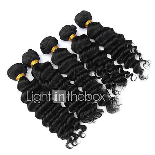 18 Inch Indian Deep Wave Weft 100% Unprocessed Remy Human Hair Extensions 3Pcs