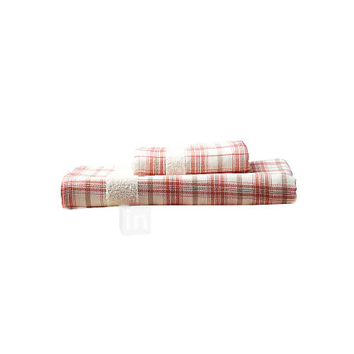 2 Pack Cotton Plaid Dobby Towel Set, 1pc Bath Towel/1pc Hand Towel