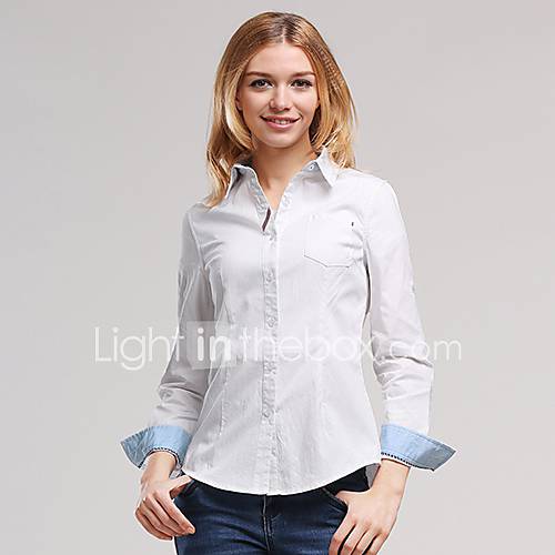 Veri Gude Womens Long Sleeve Bodycon Work 100% Cotton White Shirt