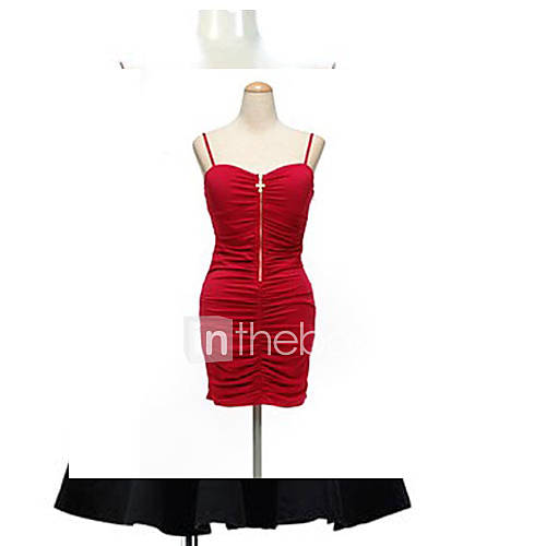 Nishang Sexy Nightclub Condole Zipper Fold Pack Hip Dress(Red)