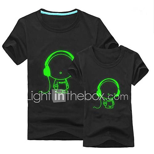 Mens Luminous T Shirt The Headset Design Clothing Lovers Short Sleeve Fashion Personality Mens Top