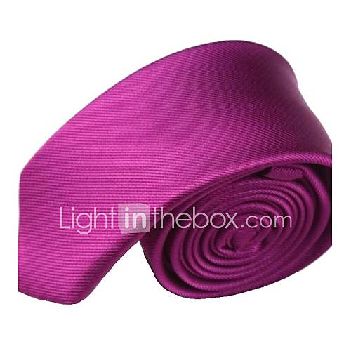 Mens Solid Colour Fashion Purple Red Narrow Microfibre Necktie