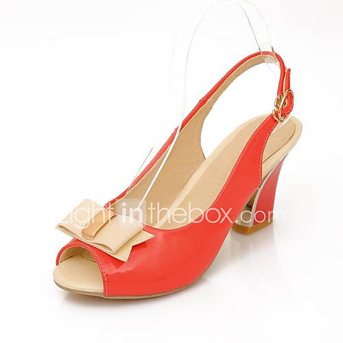 Leatherette Womens Chunky Heel Sling Back Sandals with Bowknot Shoes (More Colors)