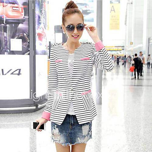 Womens Stripe Fitted Long Sleeve Blazer