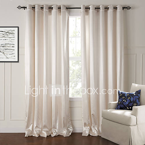 (One Pair) Modern Minimalist Beige Solid Embossed Blackout Curtain